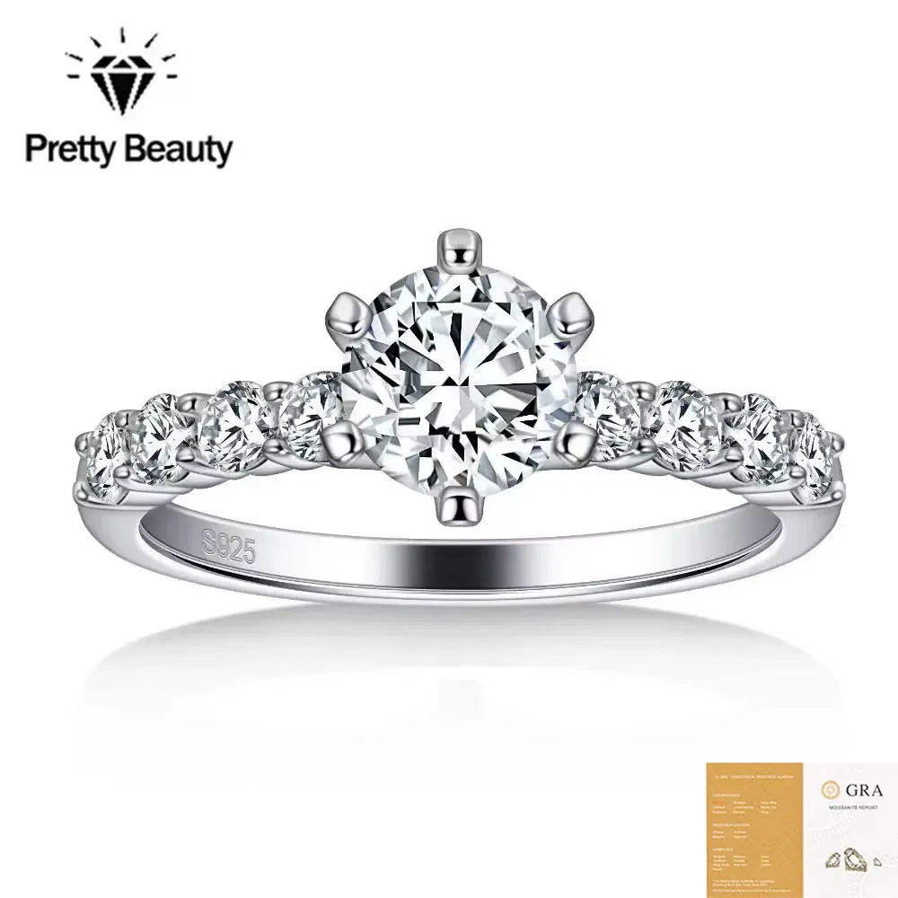 Pretty Beauty 925 Sterling Silver 1CT Moissanite Engagement Ring Round Solitaire Diamond Ring Side Stone Wedding Band for Women
Pretty Beauty 925 Sterling Silver 1CT Moissanite Engagement Ring Round Solitaire Diamond Ring Side Stone Wedding Band for Women