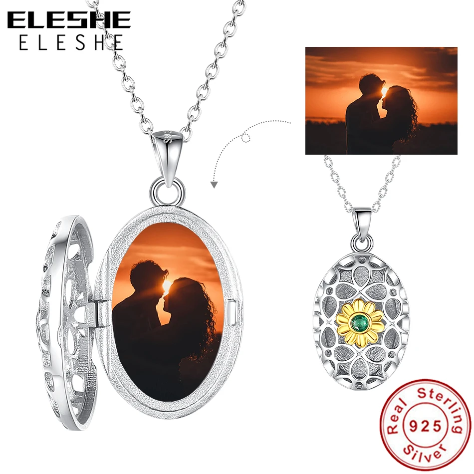ELESHE Personalized Custom Photo 925 Sterling Silver Openwork Forever Love Flower Pendant Necklace DIY Chain Women Jewelry
ELESHE Personalized Custom Photo 925 Sterling Silver Openwork Forever Love Flower Pendant Necklace DIY Chain Women Jewelry