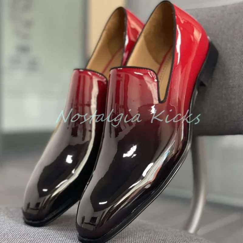 2025 Men's Red-Black Gradient Patent Leather Formal Shoes Glossy Elegant Slip On Loafers Luxury Cowhide Wedding Shoes Spring
2025 Men's Red-Black Gradient Patent Leather Formal Shoes Glossy Elegant Slip On Loafers Luxury Cowhide Wedding Shoes Spring