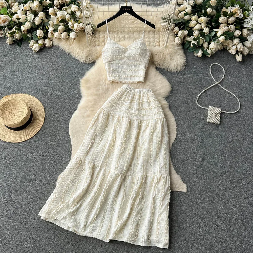 Summer Lace Patchwork Beach Two Pieces Sets Women Sexy Camisole A Line Long Skirt Elastic Bohemian Suits
Summer Lace Patchwork Beach Two Pieces Sets Women Sexy Camisole A Line Long Skirt Elastic Bohemian Suits