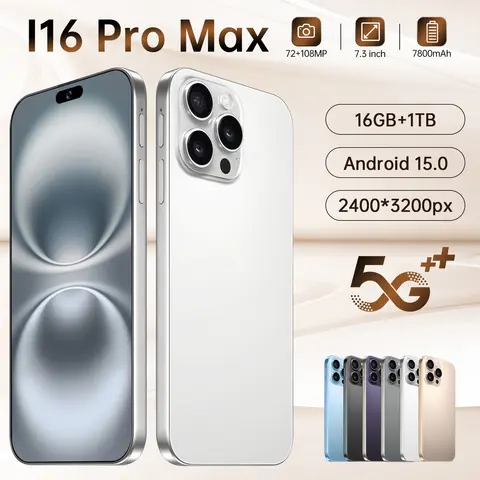 Global Edition 2025 Hot New i16 Pro max 7.3 HD Original Smart Dual Card 7800mAh Battery Facial Recognition Function