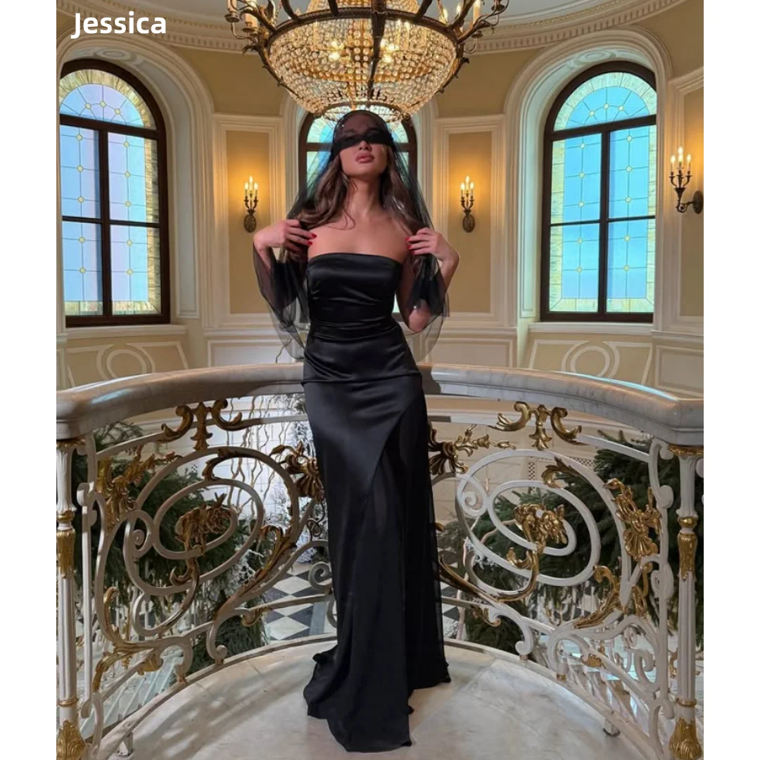 Jessica Black Evening Dresses Mermaid Proof Silk Satin Prom Dresses Sexy Strapless Lady Vestidos De Fiesta Customized
Jessica Black Evening Dresses Mermaid Proof Silk Satin Prom Dresses Sexy Strapless Lady Vestidos De Fiesta Customized