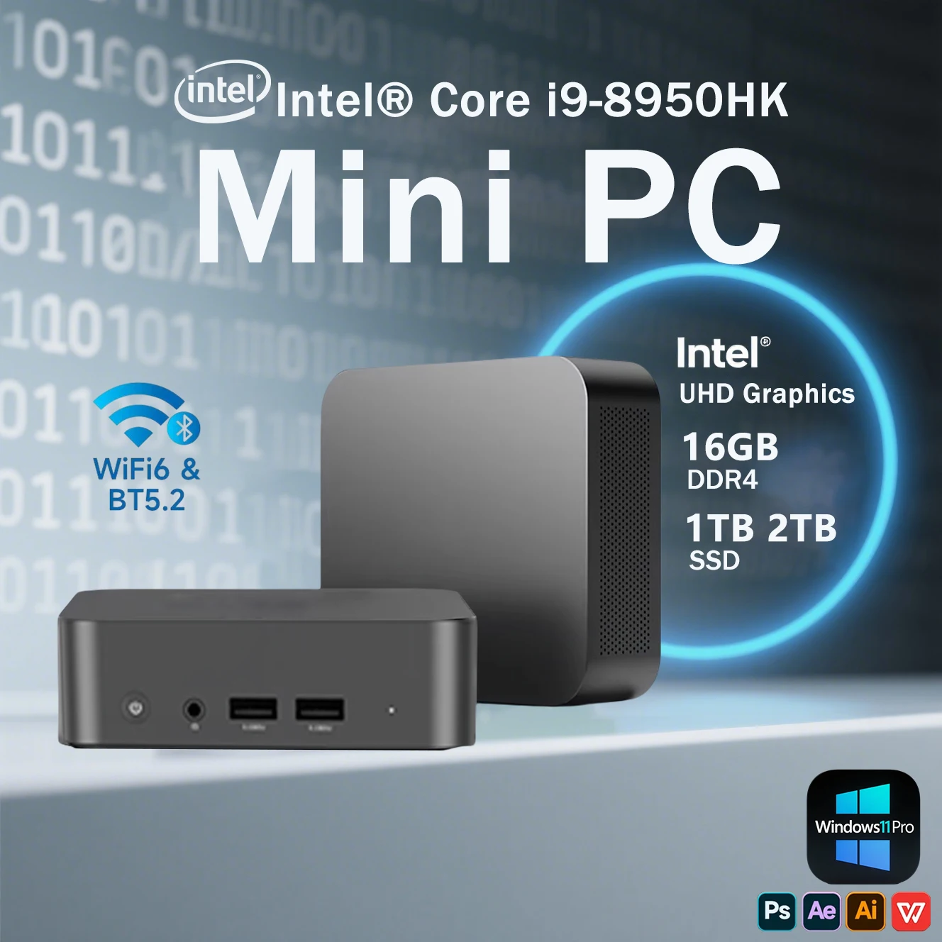 Portable Mini PC Intel Core i9 8950HK Wifi 6 BT5.2 Gaming PC Desktop 16GB RAM 1TB 2TB SSD Mini PC Windows 11 Mini Computer
Portable Mini PC Intel Core i9 8950HK Wifi 6 BT5.2 Gaming PC Desktop 16GB RAM 1TB 2TB SSD Mini PC Windows 11 Mini Computer