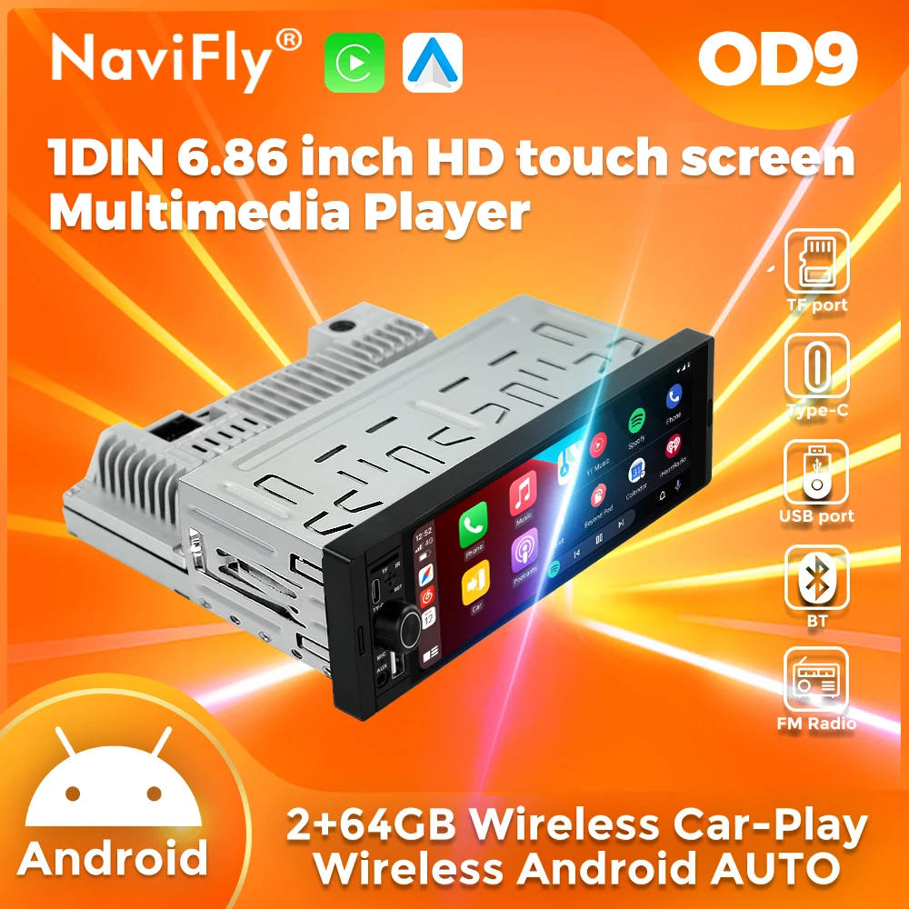 NaviFly 1 Din Носимые наушники Android 6.86 - дюймовый экран Беспроводное воспроизведение в автомобиле Универсальное автомобильное радио FM BT
NaviFly 1 Din Носимые наушники Android 6.86 - дюймовый экран Беспроводное воспроизведение в автомобиле Универсальное автомобильное радио FM BT