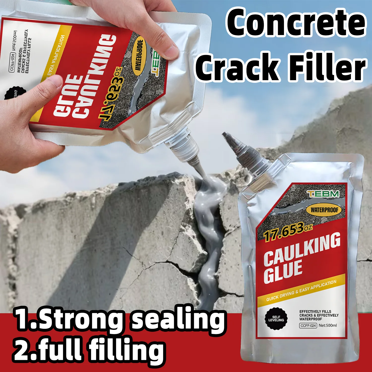 500ml Grouting Adhesive Heavy Duty Concrete Crack Filler Sealant Waterproof Leak Repair Liquid for Repairing Floor Road Potholes
500ml Grouting Adhesive Heavy Duty Concrete Crack Filler Sealant Waterproof Leak Repair Liquid for Repairing Floor Road Potholes