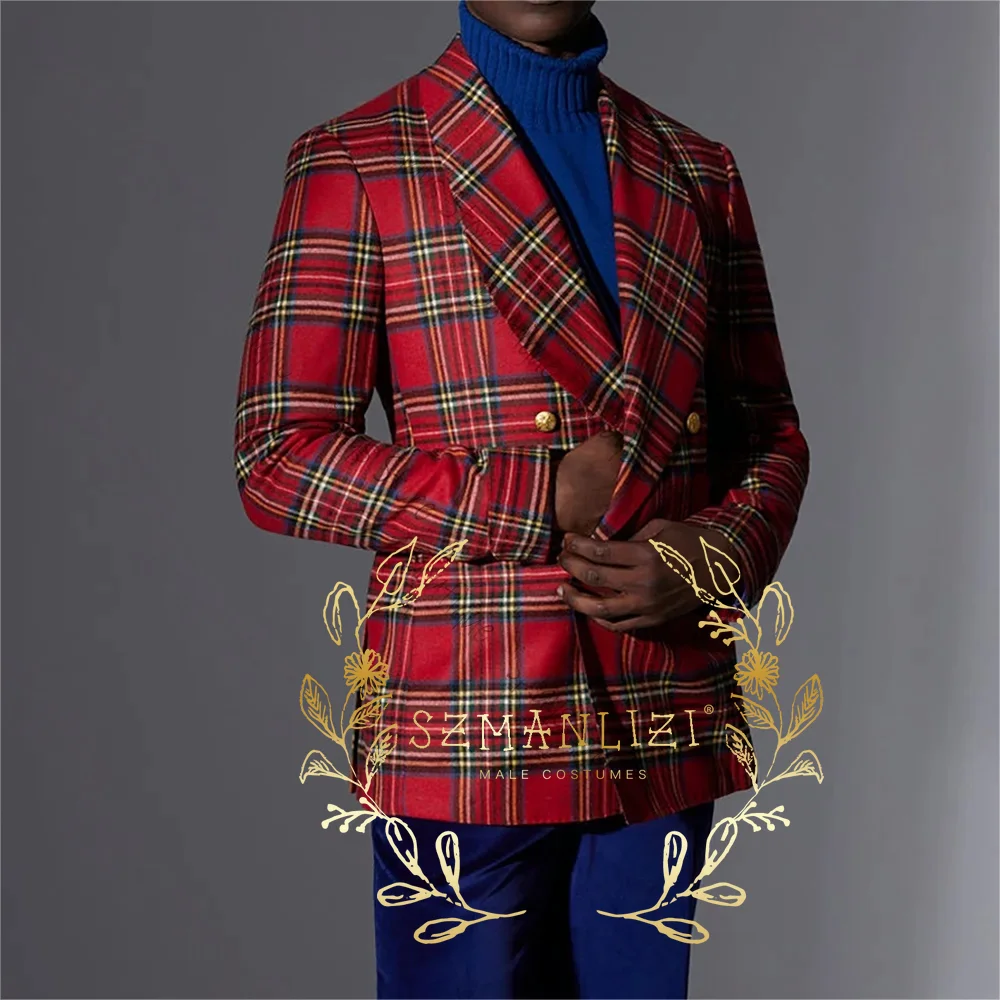 Classic Red Plaid Formal Business Party Men Suits 2 Pieces Double Breasted Groom Tuxedos For Wedding Costume Blazer Velvet Pant
Classic Red Plaid Formal Business Party Men Suits 2 Pieces Double Breasted Groom Tuxedos For Wedding Costume Blazer Velvet Pant