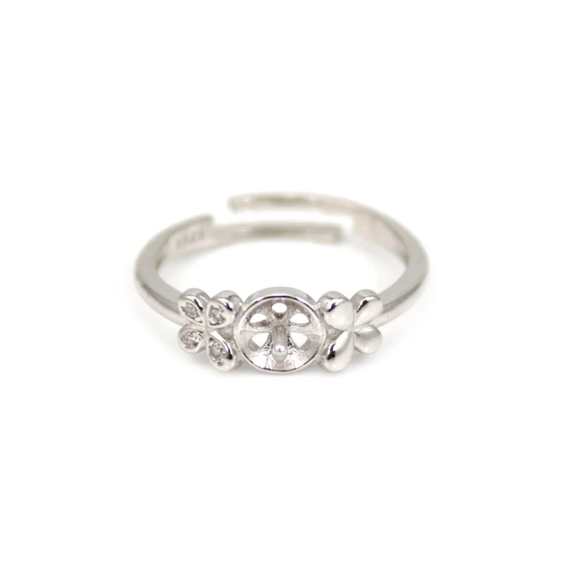 925 Sterling Silver Women Ring Base Setting Tray 16mm Platinum Plated Adjustable Micro Pave Zirconia For 6mm Half Drilled Beads 
925 Sterling Silver Women Ring Base Setting Tray 16mm Platinum Plated Adjustable Micro Pave Zirconia For 6mm Half Drilled Beads