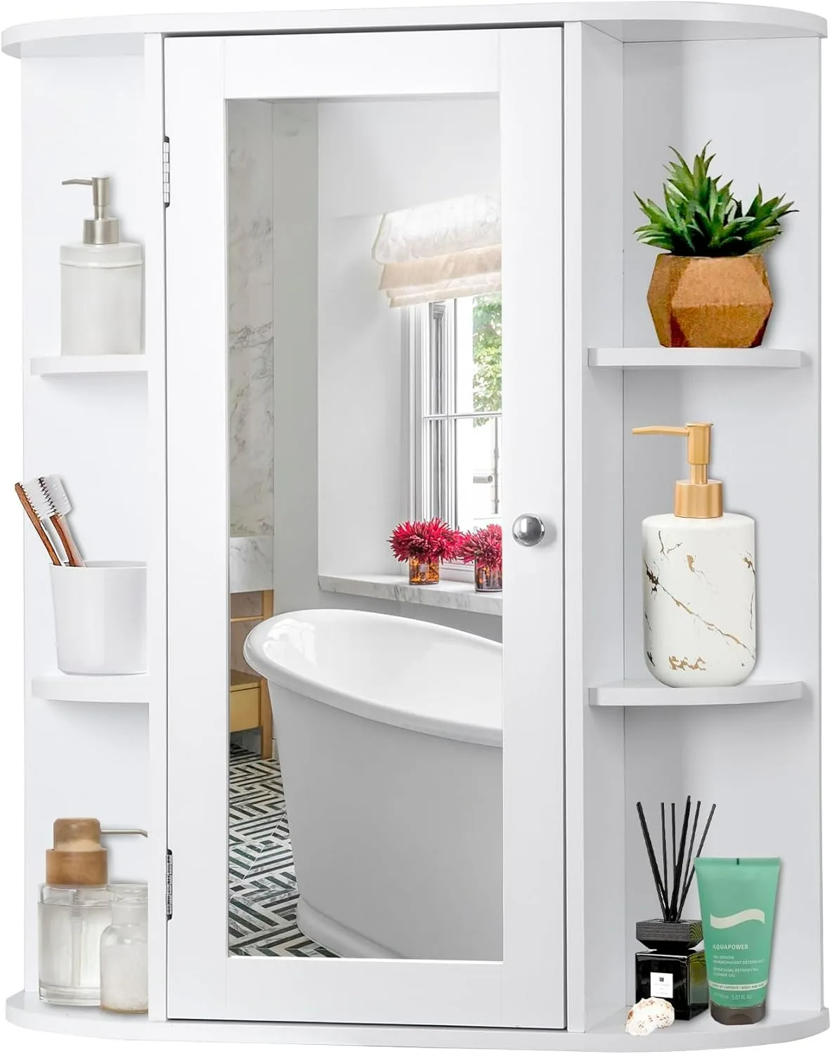 Bathroom Cabinet with Mirror Wall Mount Medicine Cabinet with 2 Tier Inner Adjustable Shelves Wooden Storage Cabinets Organizer
Bathroom Cabinet with Mirror Wall Mount Medicine Cabinet with 2 Tier Inner Adjustable Shelves Wooden Storage Cabinets Organizer