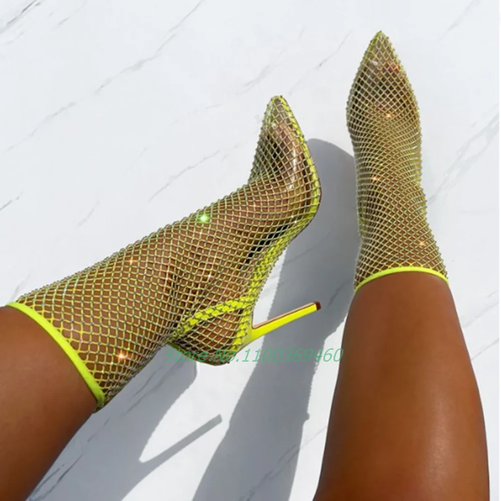 Crystal Mesh Pointed Toe Sandals Ankle Boots Stiletto High Heel Slip On Yellow Solid Sexy Luxury Women Shoes Summer Hot Selling
Crystal Mesh Pointed Toe Sandals Ankle Boots Stiletto High Heel Slip On Yellow Solid Sexy Luxury Women Shoes Summer Hot Selling