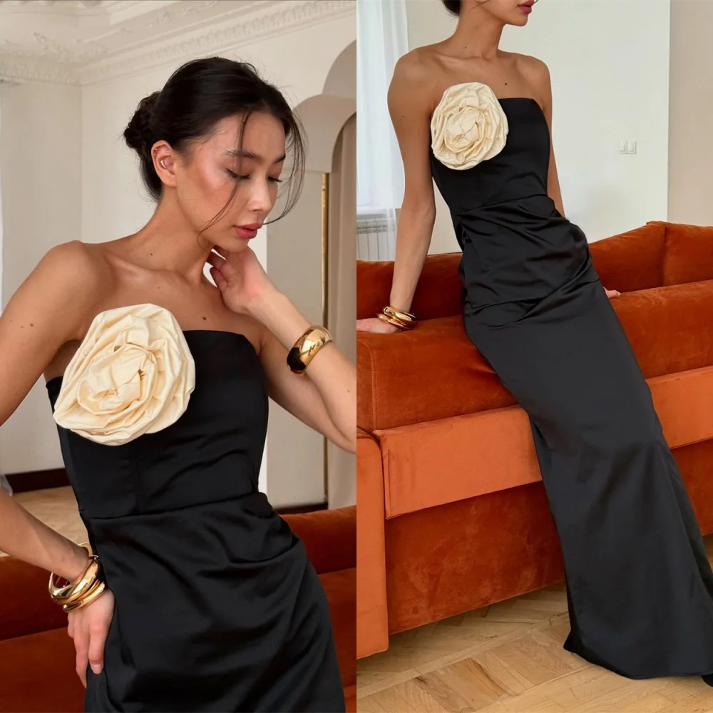 Customized Exquisite Black Satin Vestido De Noche Classic Strapless Sleeveless Homecoming Dresses Fashion Vestido De F
Customized Exquisite Black Satin Vestido De Noche Classic Strapless Sleeveless Homecoming Dresses Fashion Vestido De F