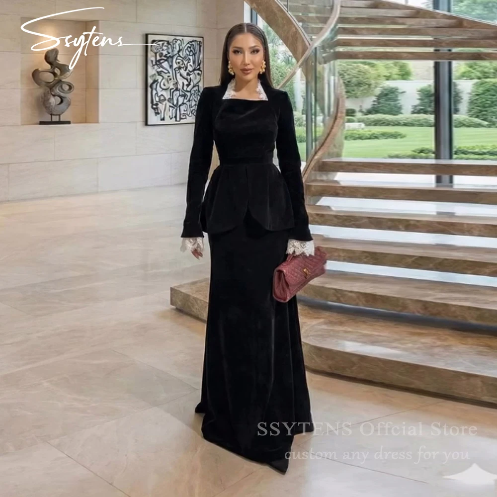 SSYTEN Luxury Black Velvet Evening Dresses Long Sleeves Sexy Mermaid Prom Dresses White Lace Formal Dubai Prom Gowns Customized
SSYTEN Luxury Black Velvet Evening Dresses Long Sleeves Sexy Mermaid Prom Dresses White Lace Formal Dubai Prom Gowns Customized