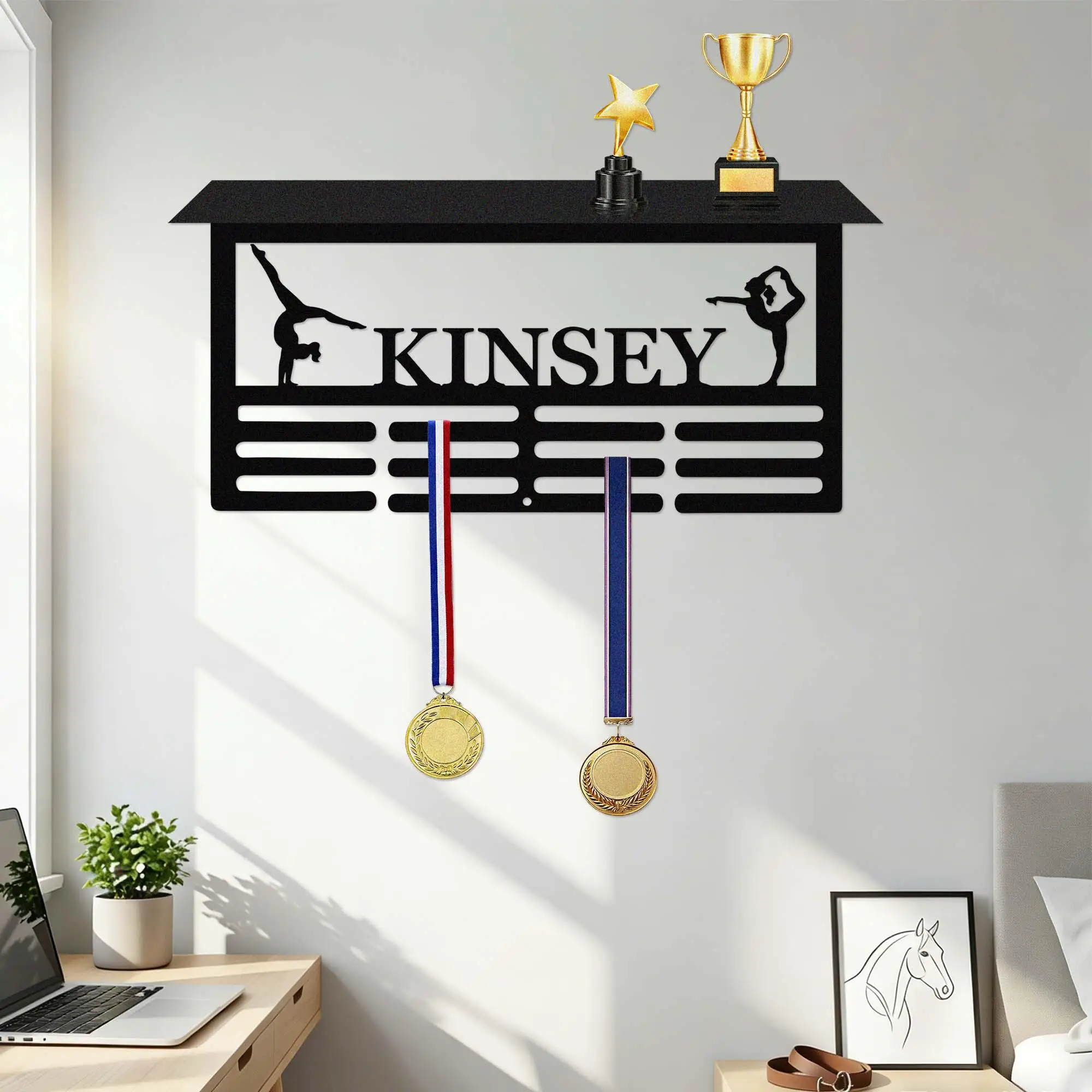 Personalized Gymnast Name Medal Hanger: Custom Gymnastics Medal Holder, Trophy Shelf, Display Awards Sign
Personalized Gymnast Name Medal Hanger: Custom Gymnastics Medal Holder, Trophy Shelf, Display Awards Sign