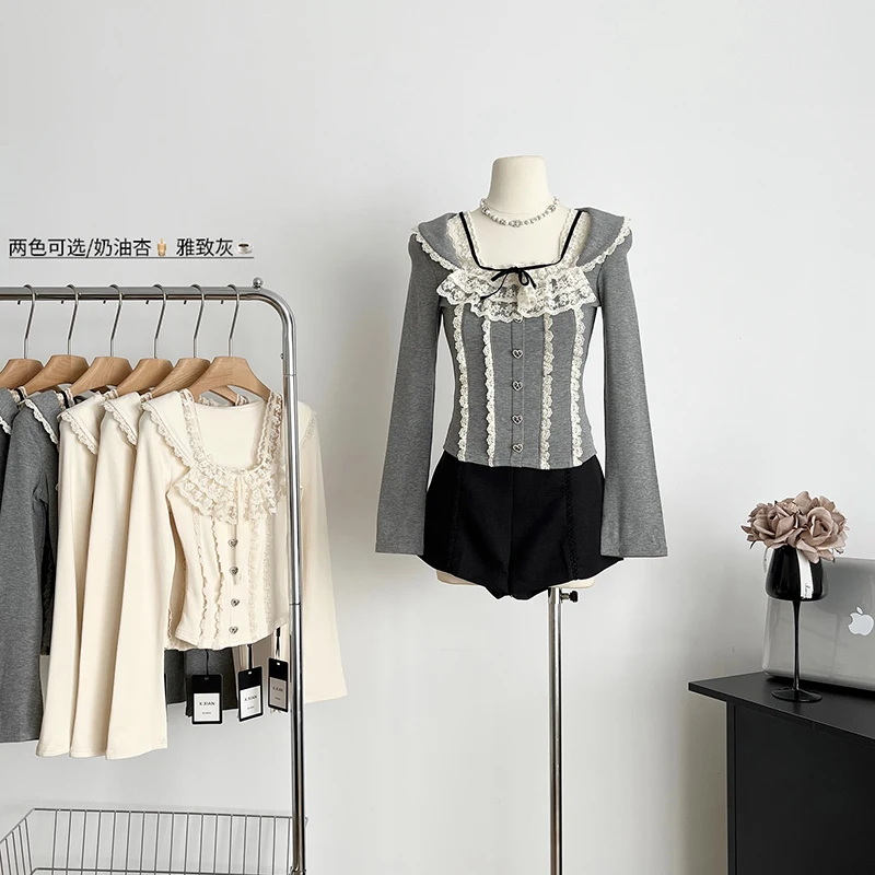 Women Splice Knitted Top Fake Two-pieces Long Sleeves Fashionable Lace Design Sweet Pullover 2023 Autumn/Winter New
Women Splice Knitted Top Fake Two-pieces Long Sleeves Fashionable Lace Design Sweet Pullover 2023 Autumn/Winter New