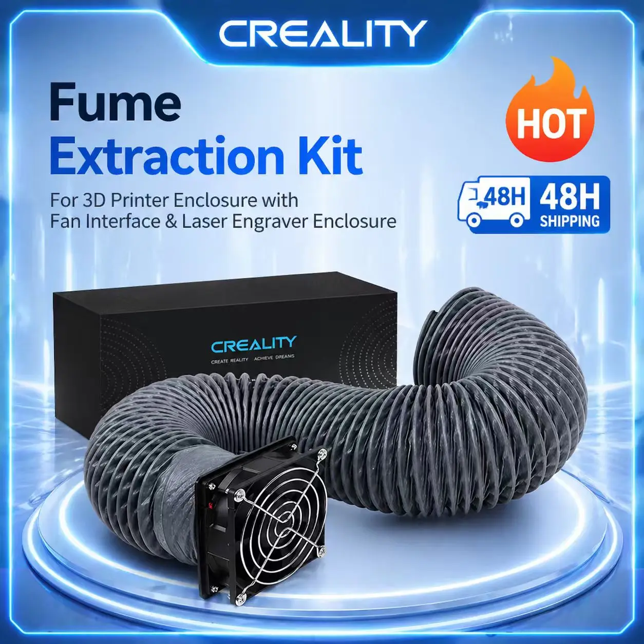 Creality Fume Extraction Kit Efficient Ventilation for 3D Printer Enclosure with Fan Interface and Laser Engraver Enclosure
Creality Fume Extraction Kit Efficient Ventilation for 3D Printer Enclosure with Fan Interface and Laser Engraver Enclosure