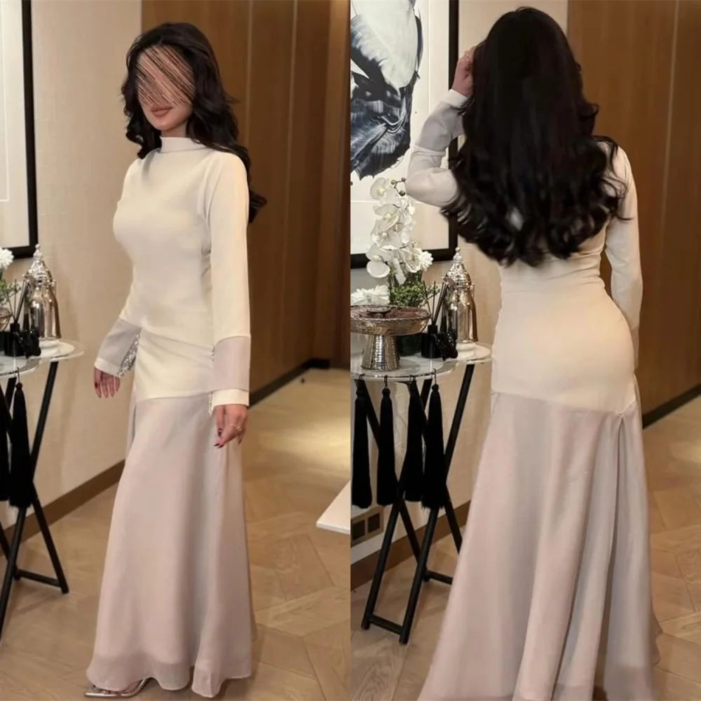 Customized Delicate Ivory Jersey Evening Dress Elegant Crew Neck Long Sleeves Celebrity Gowns Classic Special Occasion Gowns
Customized Delicate Ivory Jersey Evening Dress Elegant Crew Neck Long Sleeves Celebrity Gowns Classic Special Occasion Gowns