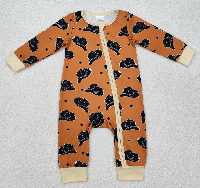 LR1758 Little Boy Hat Brown Print Long Sleeve Jumpsuits Baby Boys Western Sleeper Zipper Romper
LR1758 Little Boy Hat Brown Print Long Sleeve Jumpsuits Baby Boys Western Sleeper Zipper Romper