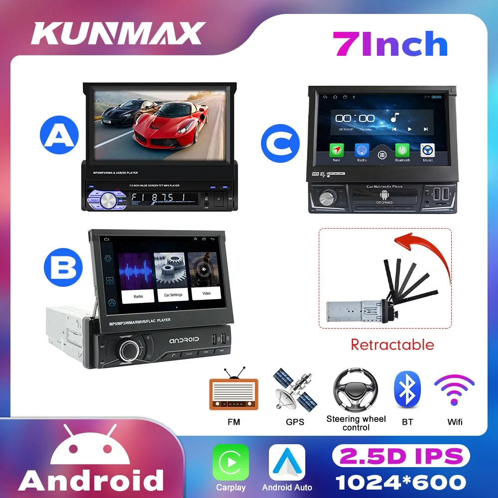 1Din Android 7" IPS GPS Navigation Universal Retractable Screen Car Radio Multimedia Video Player Central Car Stereo Bluetooth
1Din Android 7" IPS GPS Navigation Universal Retractable Screen Car Radio Multimedia Video Player Central Car Stereo Bluetooth