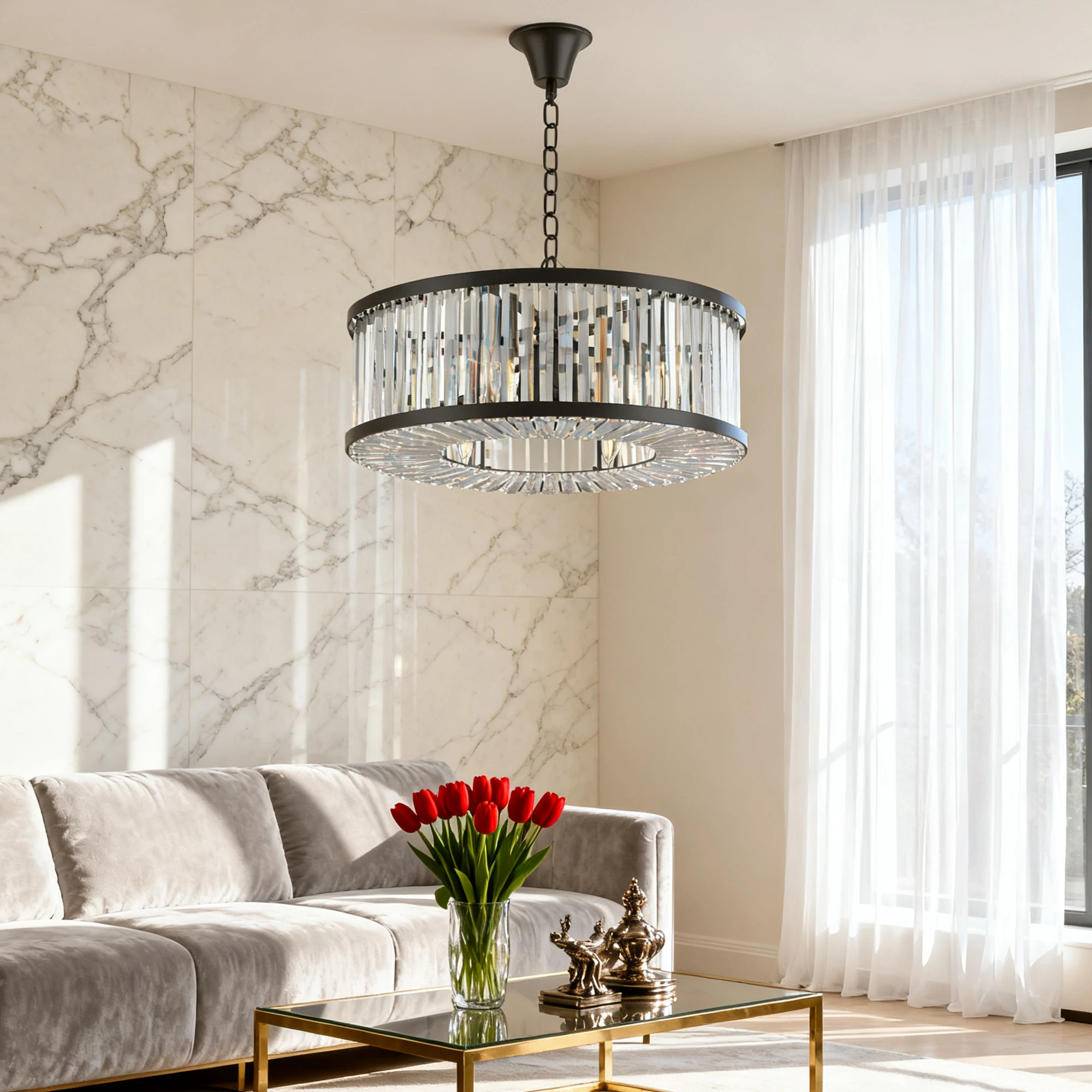 24-дюймовая черная круглая хрустальная люстра в традиционном европейском стиле, подходящая для освещения столовой и гостиной.
24-дюймовая черная круглая хрустальная люстра в традиционном европейском стиле, подходящая для освещения столовой и гостиной.