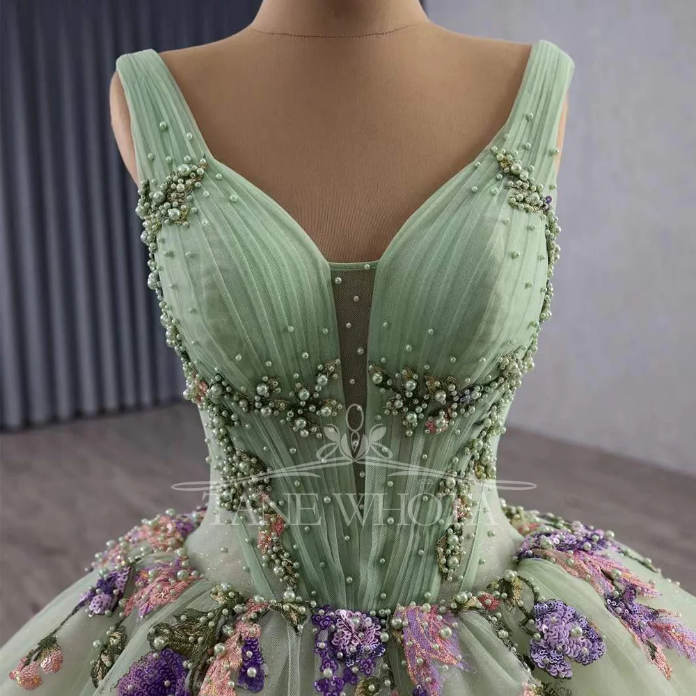 Vestidos De XV Años Green V Neck Sleeveless Lace Up Back Appliques Lace Flower BirthdayQuinceanera Dress
Vestidos De XV Años Green V Neck Sleeveless Lace Up Back Appliques Lace Flower BirthdayQuinceanera Dress