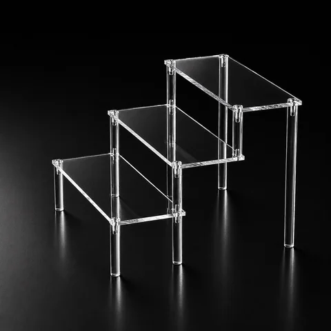 3 Tier Clear Acrylic Display Riser, 3 Level Acrylic Display Stand for Jewelry, Cosmetics, Collectibles & Retail Countertop Organizer