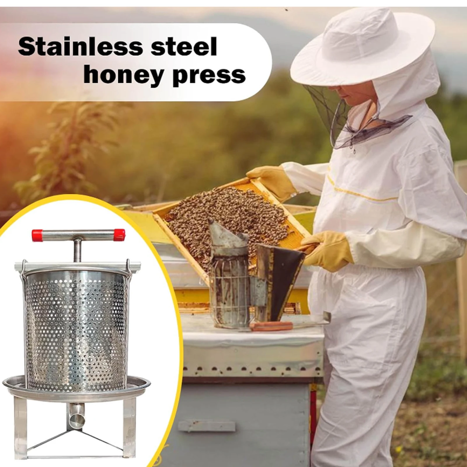 Honey Press Machine with Cover Manual Metal Honey Extractor Beekeeper Equipment Portable for Household Farmhouse Beekeeping
Honey Press Machine with Cover Manual Metal Honey Extractor Beekeeper Equipment Portable for Household Farmhouse Beekeeping