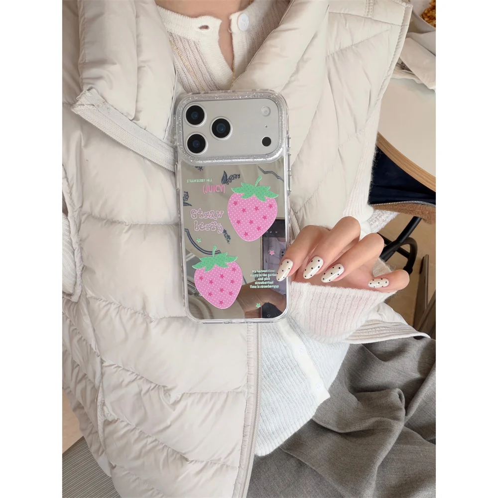 Ins Polka Dot Strawberry Mirror Phone case for iPhone 16 15 Pro 15 16 Max 17 Pro Max Case Korean Cute Shockproof Cover Kawaii Ca
Ins Polka Dot Strawberry Mirror Phone case for iPhone 16 15 Pro 15 16 Max 17 Pro Max Case Korean Cute Shockproof Cover Kawaii Ca
