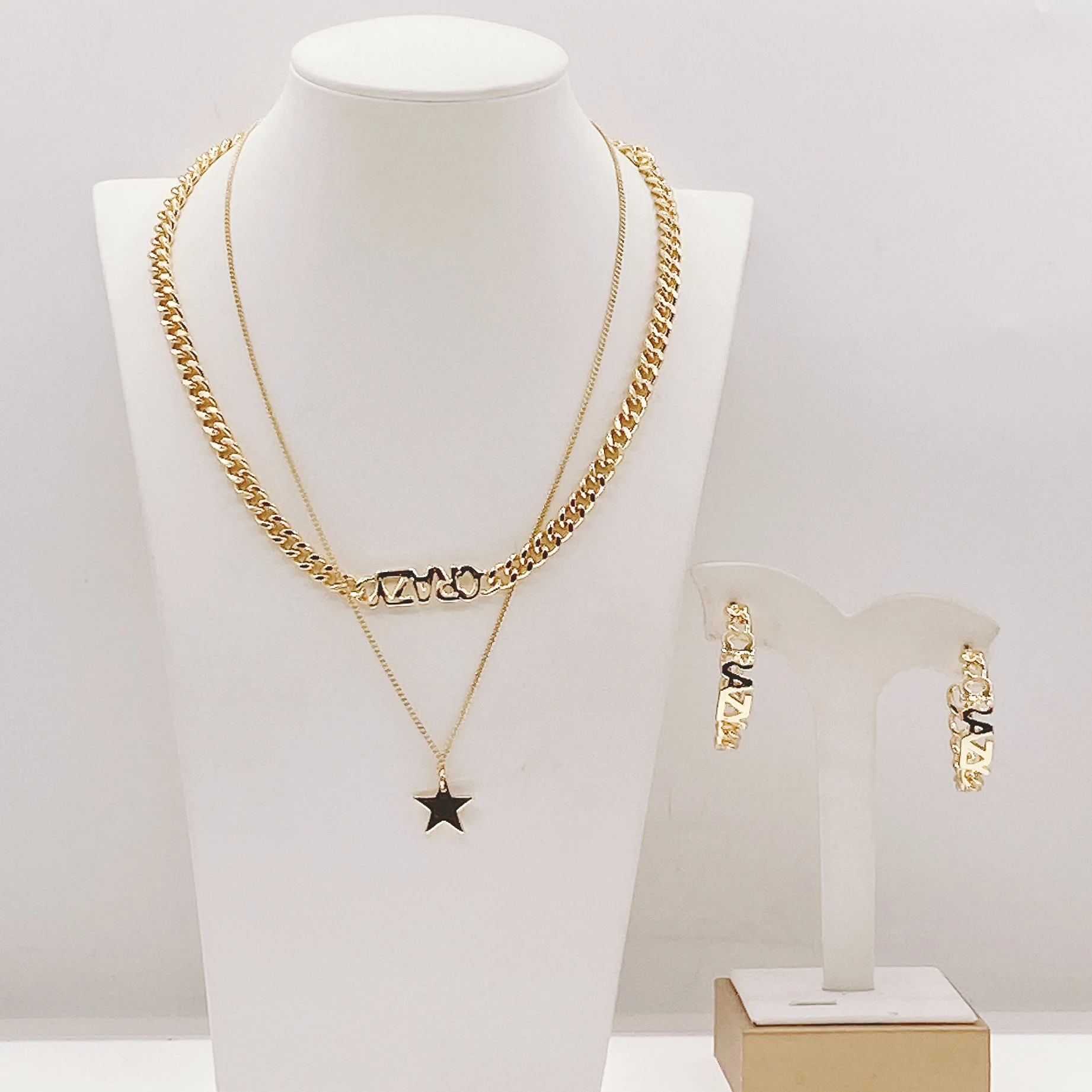 Yulaili Layered Dainty Chain Star Necklace Earrings Set Gold Plated Bold Afro Women Party Daily Dubai African Jewelry
Yulaili Layered Dainty Chain Star Necklace Earrings Set Gold Plated Bold Afro Women Party Daily Dubai African Jewelry