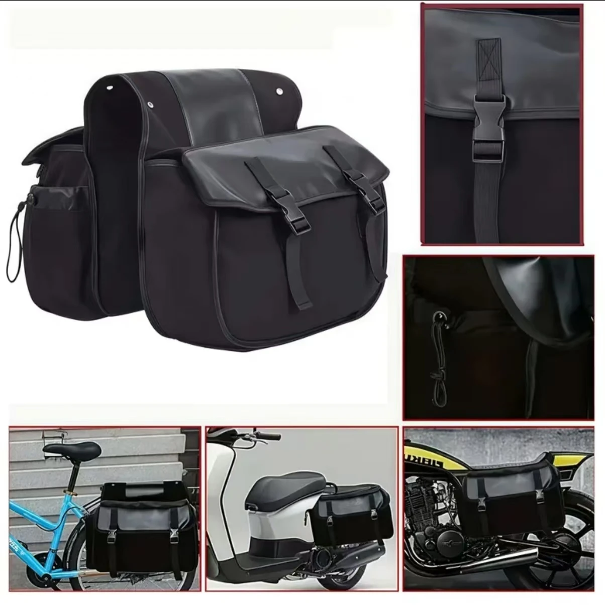Черная сумка на заднее сиденье велосипеда и мотоцикла большой вместимости для хранения, подходит как сумка для хранения для поездок на открытом воздухе.
Черная сумка на заднее сиденье велосипеда и мотоцикла большой вместимости для хранения, подходит как сумка для хранения для поездок на открытом воздухе.