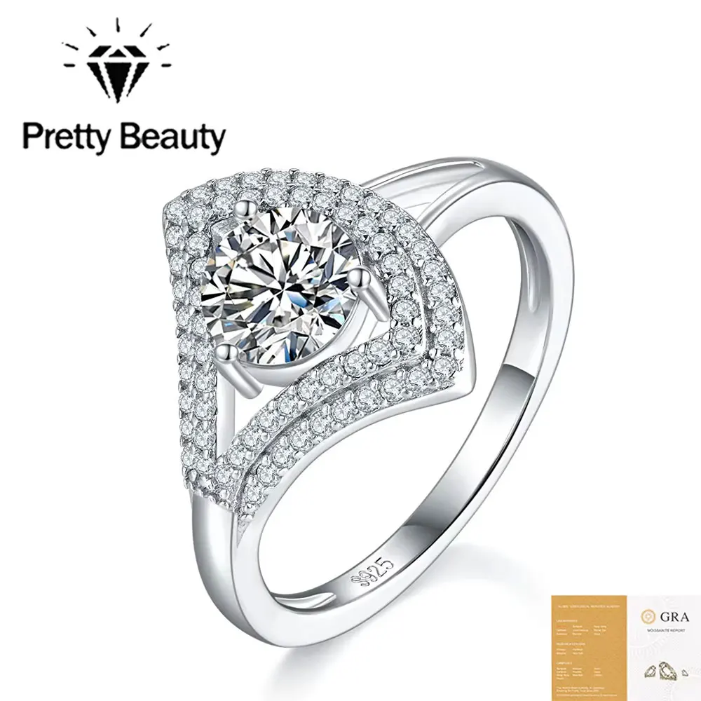 Pretty Beauty 1CT Moissanite Engagement Ring 925 Silver Split Shank Diamond Ring Skirt Shape Fine Jewelry Wedding Band for Women
Pretty Beauty 1CT Moissanite Engagement Ring 925 Silver Split Shank Diamond Ring Skirt Shape Fine Jewelry Wedding Band for Women