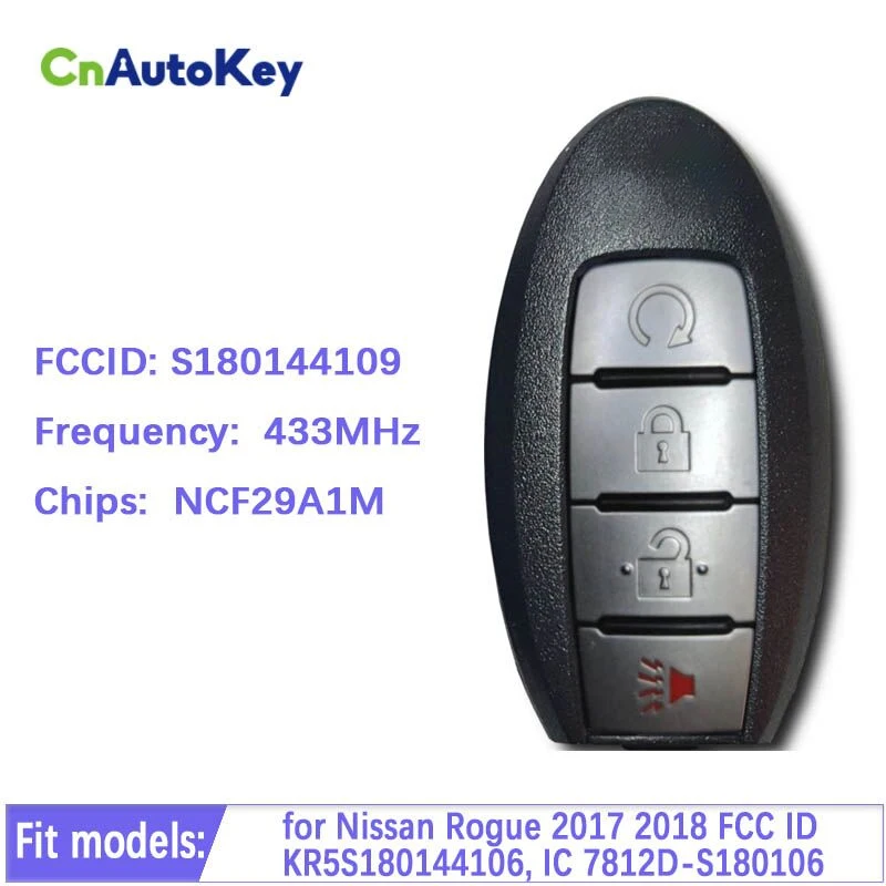 CN027085 FCC ID KR5S180144106 For Rogue 2017 2018 4 Button Remote Key Fob Frequency 433.92Mhz 4A Chip
CN027085 FCC ID KR5S180144106 For Rogue 2017 2018 4 Button Remote Key Fob Frequency 433.92Mhz 4A Chip