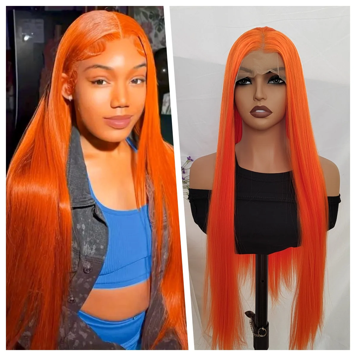 Orange Long Straight Synthetic Lace Front Wigs Free Part Wig Texture Natural Heat Resistant Synthetic Fiber Glueless Wig 26 Inch
Orange Long Straight Synthetic Lace Front Wigs Free Part Wig Texture Natural Heat Resistant Synthetic Fiber Glueless Wig 26 Inch