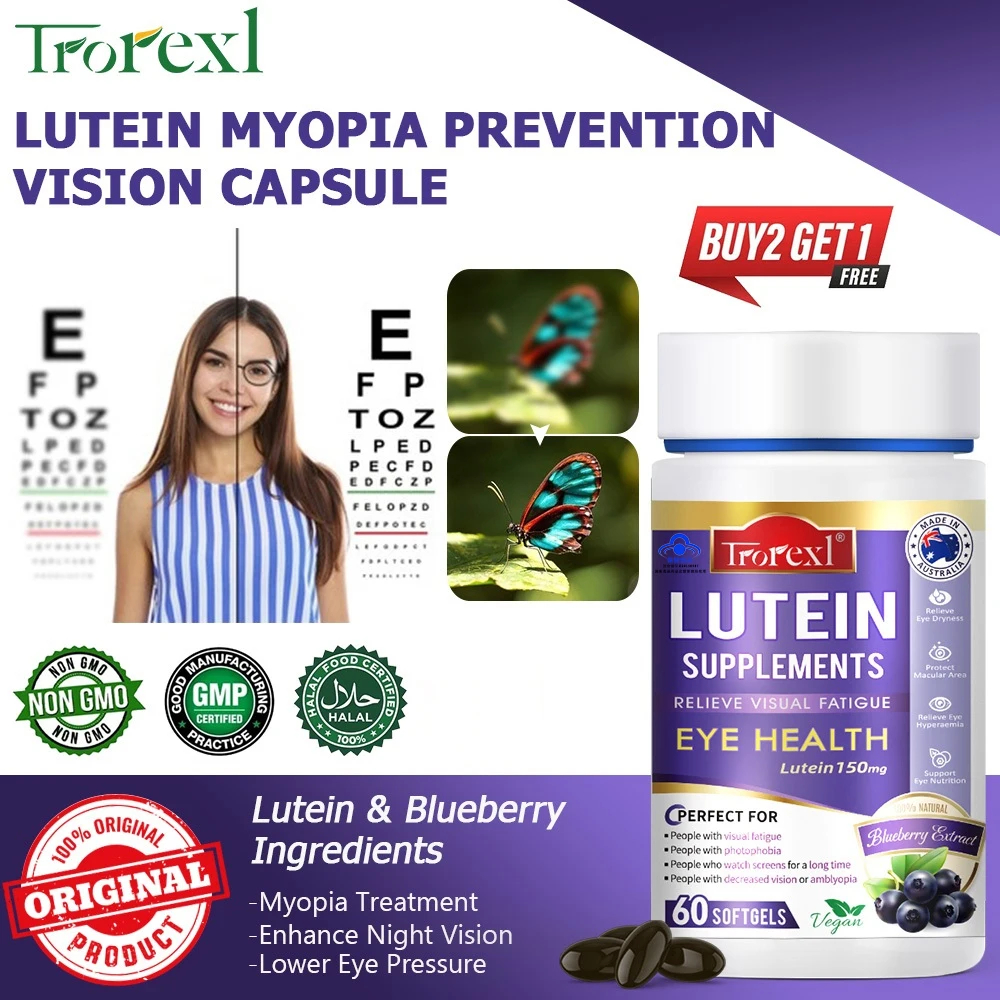 Trorexl Eye Vitamins with Lutein,bilberry Extract for Eyestrain,Dry Eyes,and Vision Health,vision Restoration and Myopia Support
Trorexl Eye Vitamins with Lutein,bilberry Extract for Eyestrain,Dry Eyes,and Vision Health,vision Restoration and Myopia Support