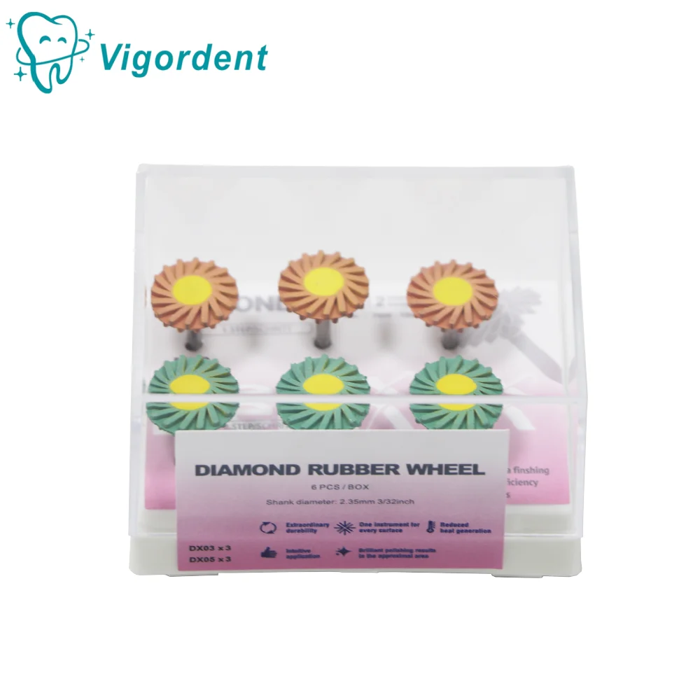 Vigordent 2Box 6Pcs/Set Dental Diamond Rubber Polisher Wheel 2 Color 2.35mm Polishing Discs Spiral Flex Brush Dentistry Tools
Vigordent 2Box 6Pcs/Set Dental Diamond Rubber Polisher Wheel 2 Color 2.35mm Polishing Discs Spiral Flex Brush Dentistry Tools