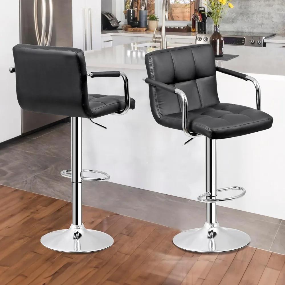 Bar Stools Set of 2, Modern PU Leather Adjustable Swivel Barstool with Back and Arms, Airlift Counter Height Chair for Kitchen D
Bar Stools Set of 2, Modern PU Leather Adjustable Swivel Barstool with Back and Arms, Airlift Counter Height Chair for Kitchen D