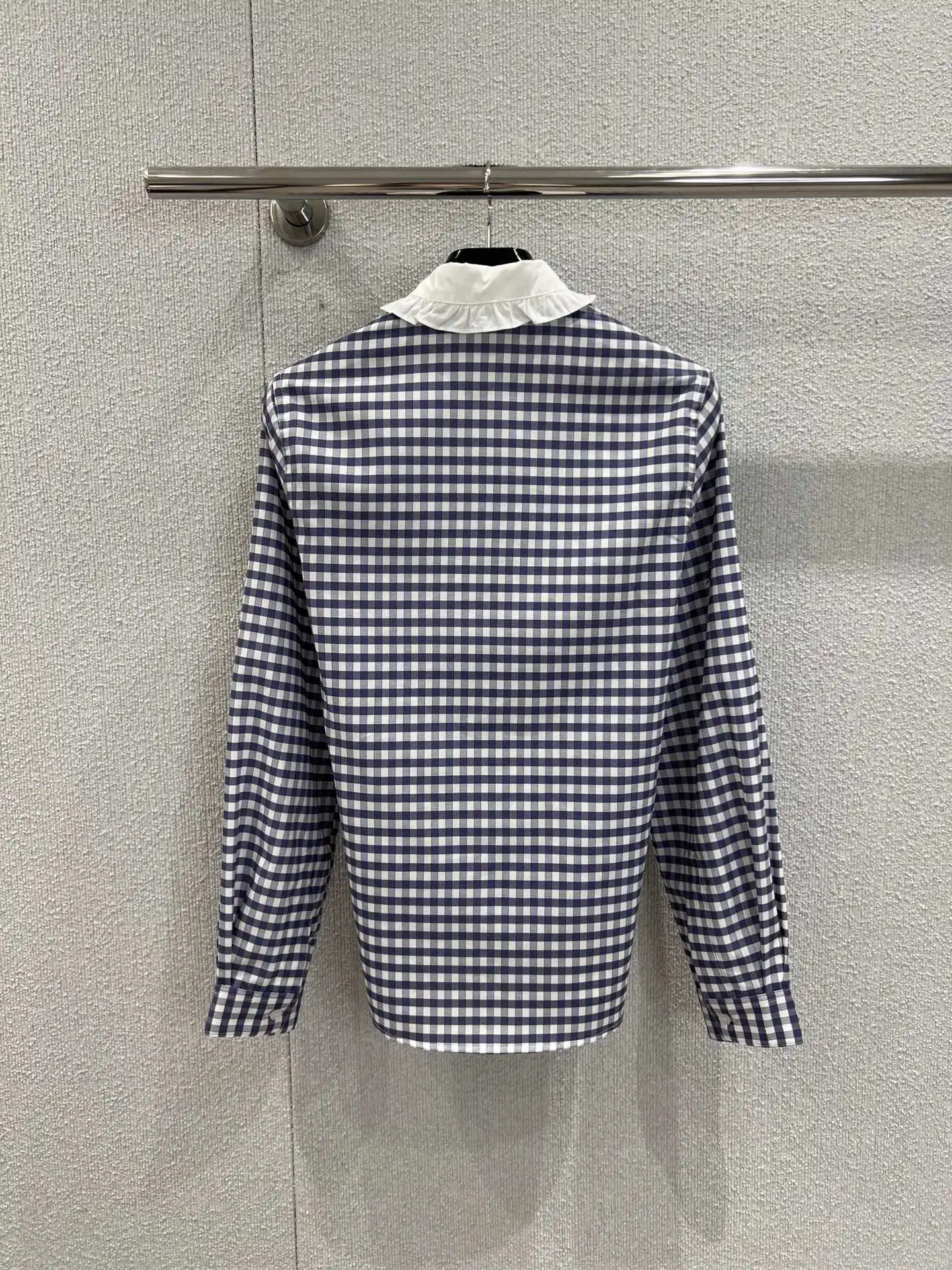 2025 Autumn/Winter New Product Doll Collar Checkered Shirt Blue and White Fine Grid Cotton Fabric Embroidery 03
2025 Autumn/Winter New Product Doll Collar Checkered Shirt Blue and White Fine Grid Cotton Fabric Embroidery 03