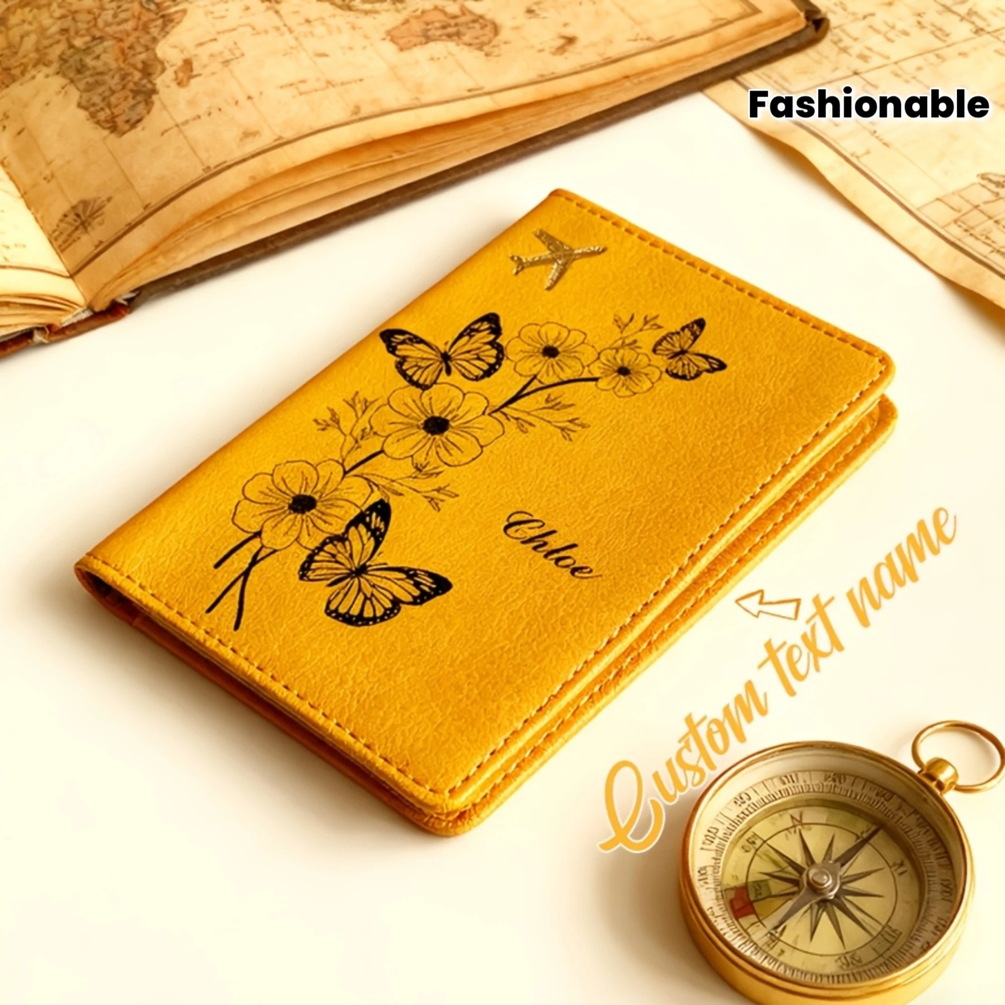 A Personalized Custom Name Passport Holder Featuring a Butterfly And Flower Design, a Easy And Stylish Passport Case
A Personalized Custom Name Passport Holder Featuring a Butterfly And Flower Design, a Easy And Stylish Passport Case