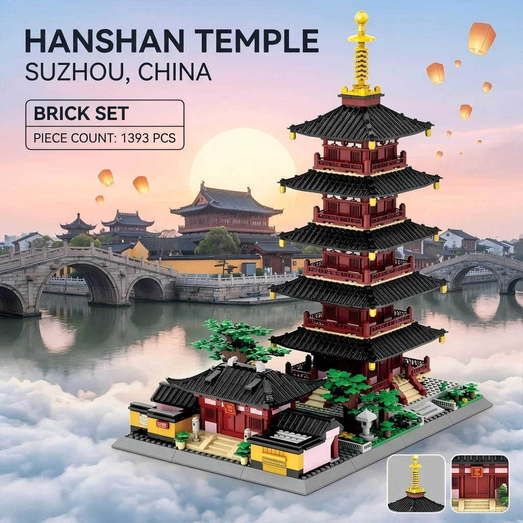 DIY Suzhou Hanshan Temple Building Blocks 1393PCS MOC Chinese Architecture Bricks Model Ancient Pagoda Construction Toy Gift
DIY Suzhou Hanshan Temple Building Blocks 1393PCS MOC Chinese Architecture Bricks Model Ancient Pagoda Construction Toy Gift