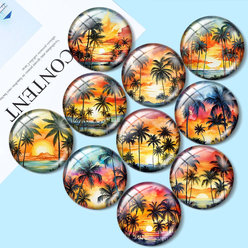 Tropical Sunset Palms Watercolor 10pcs 12mm/25mm/30mm Round photo glass cabochon demo flat backMaking findings
Tropical Sunset Palms Watercolor 10pcs 12mm/25mm/30mm Round photo glass cabochon demo flat backMaking findings