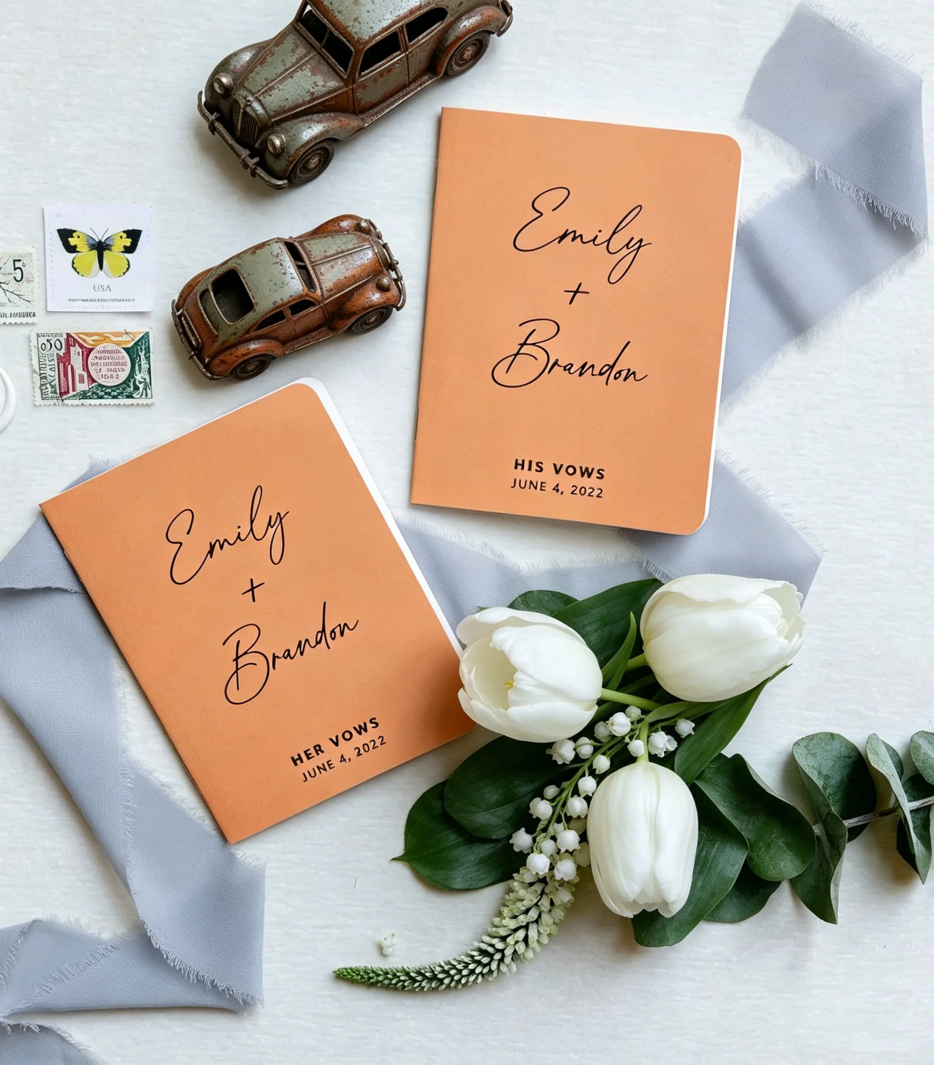 Custom His and Hers Vow Books, Set of 2 Wedding Promise Booklets, Pastel Blue Keepsake Vow Journals with Multiple Colors
Custom His and Hers Vow Books, Set of 2 Wedding Promise Booklets, Pastel Blue Keepsake Vow Journals with Multiple Colors