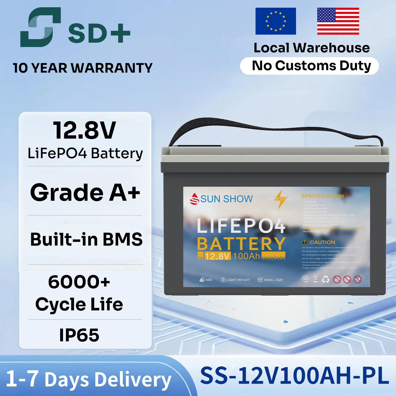 Аккумулятор SANDISOLAR LiFePO4 12.8В 100Ач 1280Втч, литий-железо-фосфатный аккумулятор глубокого разряда с BMS 100А для автодомов, морского транспорта и солнечных систем хранения энергии
Аккумулятор SANDISOLAR LiFePO4 12.8В 100Ач 1280Втч, литий-железо-фосфатный аккумулятор глубокого разряда с BMS 100А для автодомов, морского транспорта и солнечных систем хранения энергии