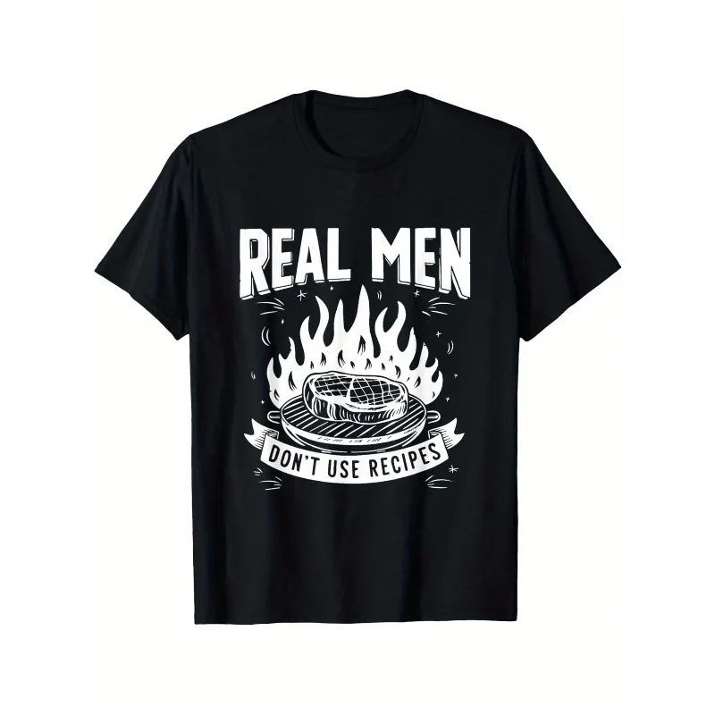 Men's Funny BBQ Grill Master T-Shirt Real Men Don't Use Recipes Tee Black Shirt with Bold White Flames Graphic Husband Grillers
Men's Funny BBQ Grill Master T-Shirt Real Men Don't Use Recipes Tee Black Shirt with Bold White Flames Graphic Husband Grillers