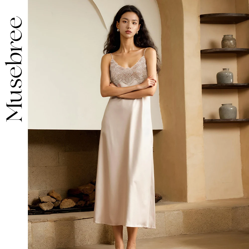 Musebree Women's French Style Sexy Night Dress Ladies Lace Patchwork Satin Nightgowns Sleeveless Sleep Dress Women Pajama Dress
Musebree Women's French Style Sexy Night Dress Ladies Lace Patchwork Satin Nightgowns Sleeveless Sleep Dress Women Pajama Dress