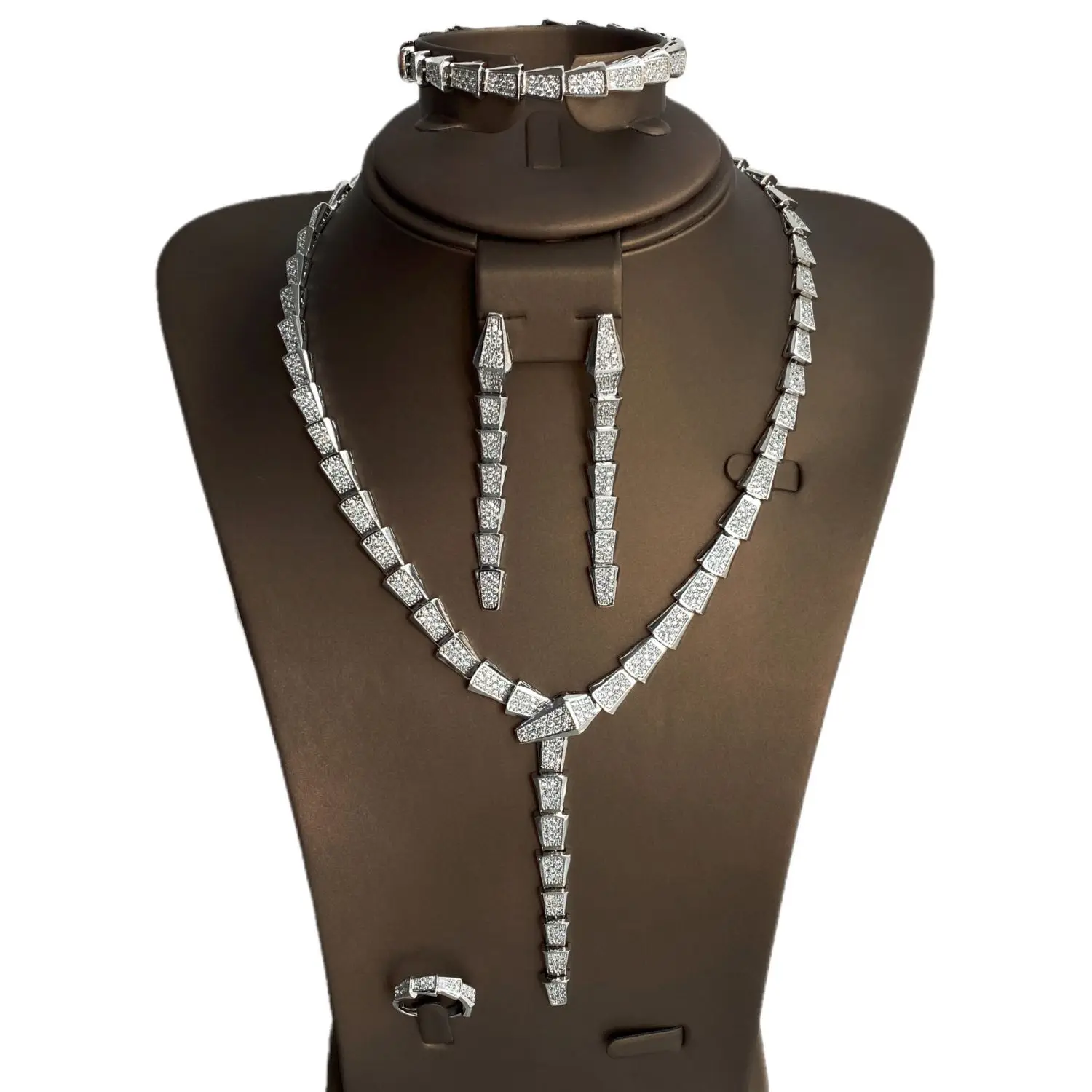 Classic Snake Necklace Cubic Zirconia Women Wedding Bridal Jewelry Set Luxury 4 Pieces Full Sets
Classic Snake Necklace Cubic Zirconia Women Wedding Bridal Jewelry Set Luxury 4 Pieces Full Sets
