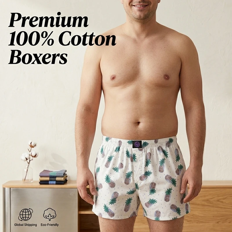 MMELONGENA Men's Pure Cotton Boxer Shorts Summer Breathable Soft Underwear Cute Panda Print Loose Fit Comfy Home Sleep Lounge
MMELONGENA Men's Pure Cotton Boxer Shorts Summer Breathable Soft Underwear Cute Panda Print Loose Fit Comfy Home Sleep Lounge