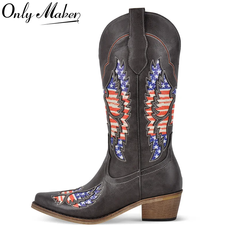 Onlymaker Women Pointed Toe Mid Calf Pull-on Knee High Western Boots 5CM Chunky Heel Western Boots
Onlymaker Women Pointed Toe Mid Calf Pull-on Knee High Western Boots 5CM Chunky Heel Western Boots