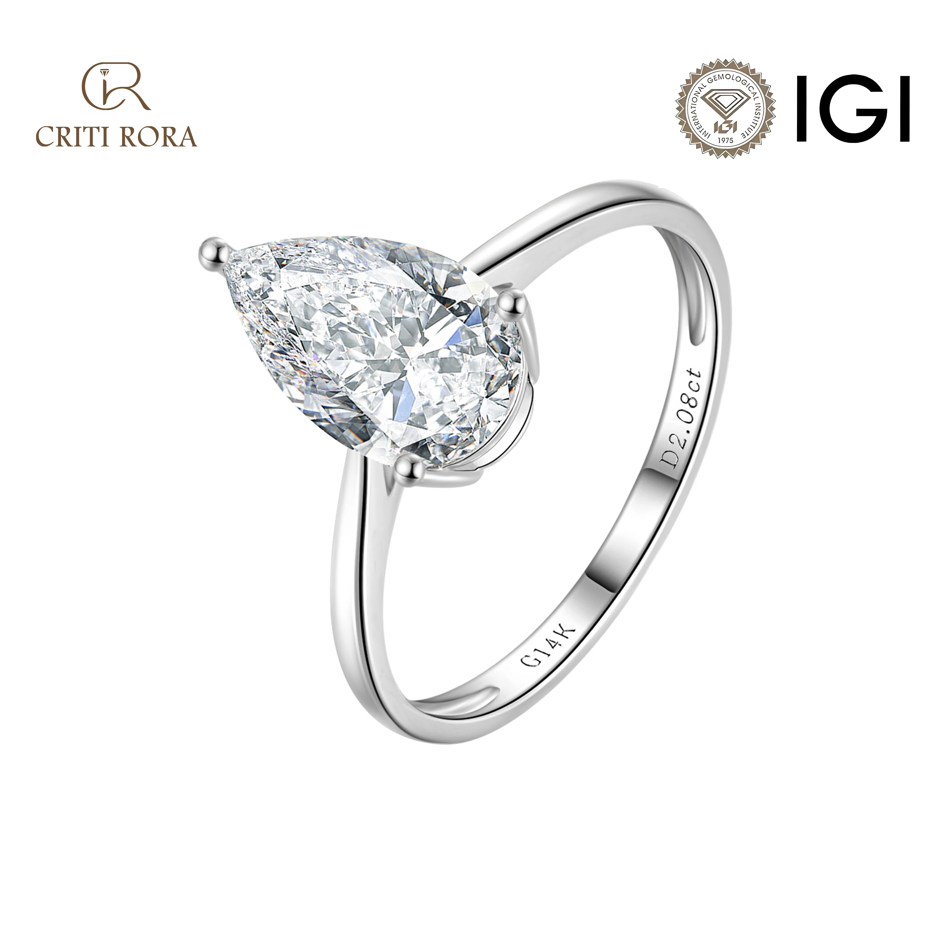 Обручальное кольцо IGI с четырьмя зубцами и бриллиантами грушевидной формы, белое золото 14 карат (цвет D-E, VVS1-VVS2)-CRITI RORA
Обручальное кольцо IGI с четырьмя зубцами и бриллиантами грушевидной формы, белое золото 14 карат (цвет D-E, VVS1-VVS2)-CRITI RORA