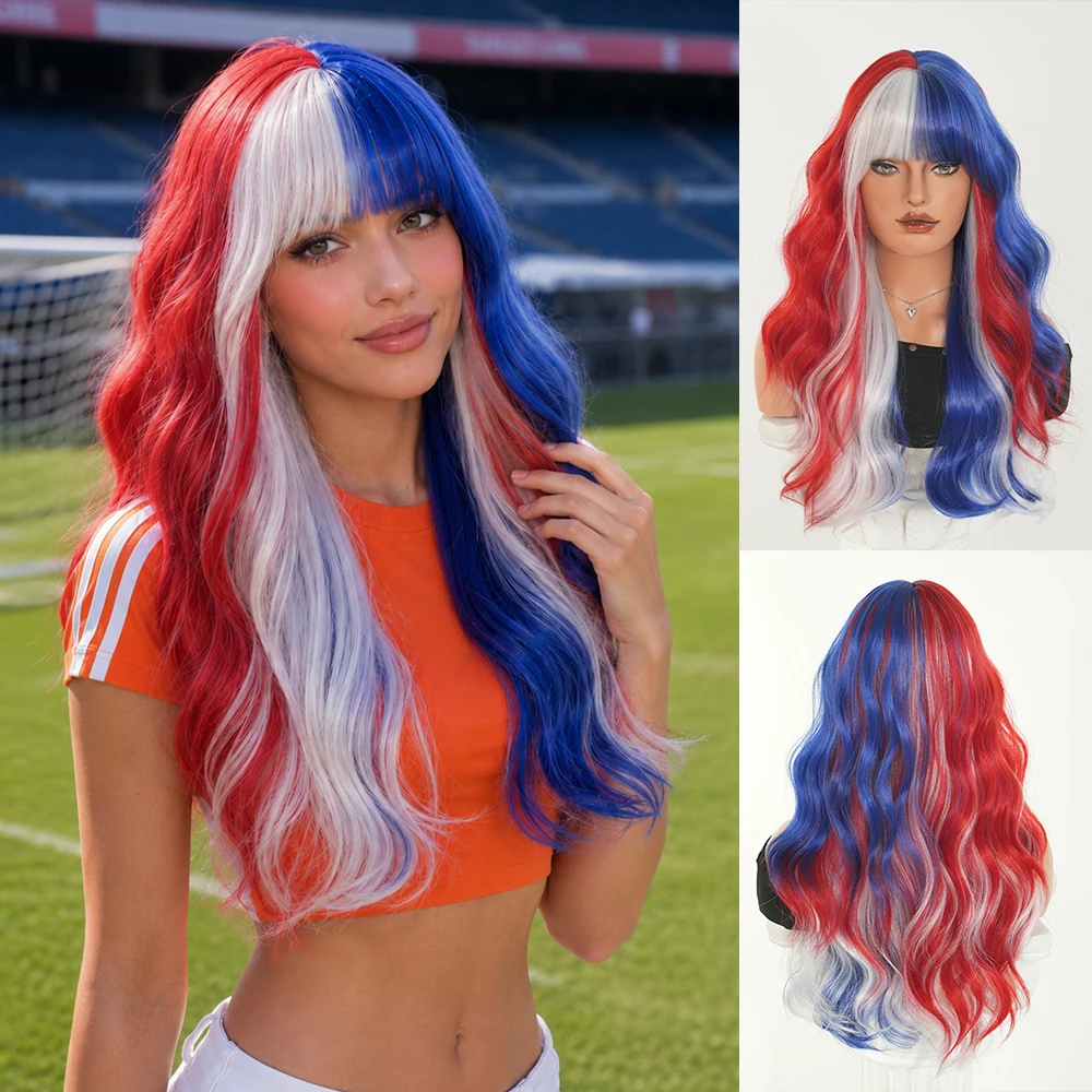 7JHH WIGS World Cup Wig Long Water Wave Red Ombre Blue Wig for Women Synthetic Heat-Resistant Football Fan Hair Soccer Party Wig
7JHH WIGS World Cup Wig Long Water Wave Red Ombre Blue Wig for Women Synthetic Heat-Resistant Football Fan Hair Soccer Party Wig