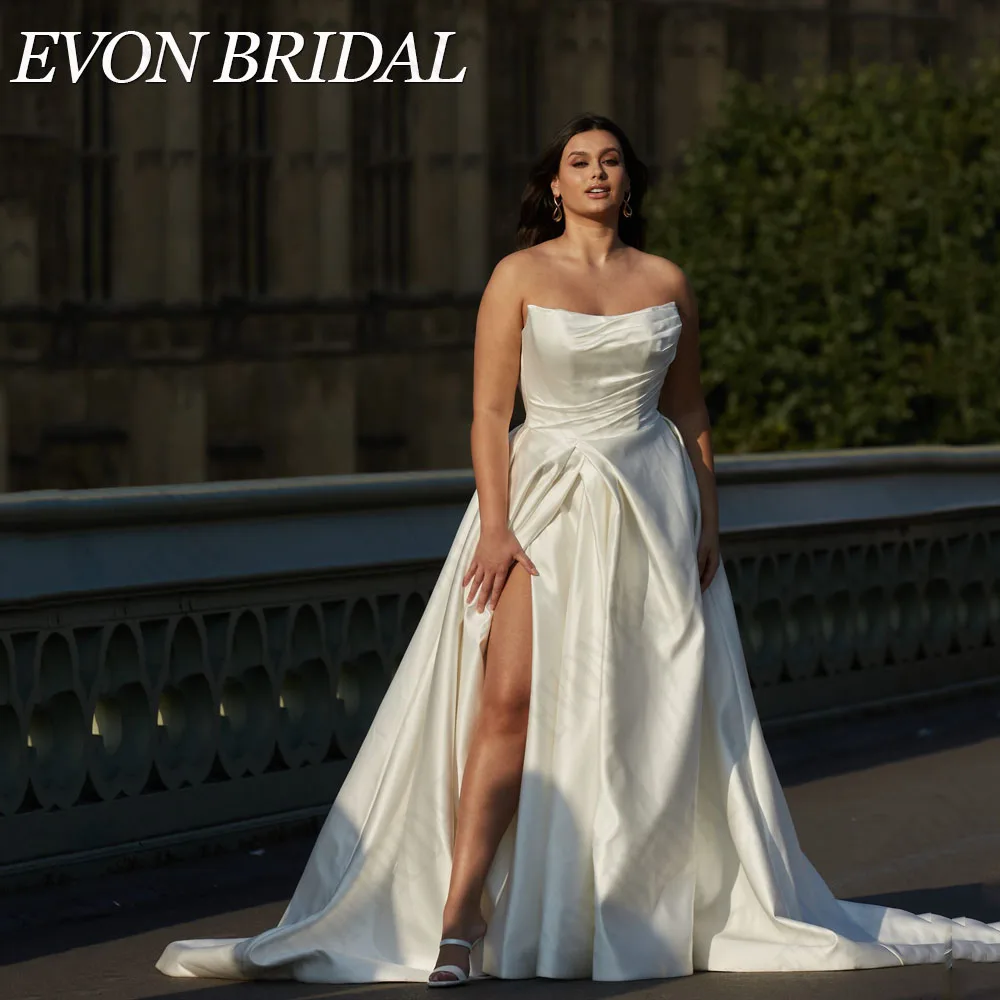 EVON BRIDAL Classic Wedding Gowns Plus Size Satin A-Line Side Split Strapless Vestidos Novias Boda Bride Gowns Custom Made
EVON BRIDAL Classic Wedding Gowns Plus Size Satin A-Line Side Split Strapless Vestidos Novias Boda Bride Gowns Custom Made