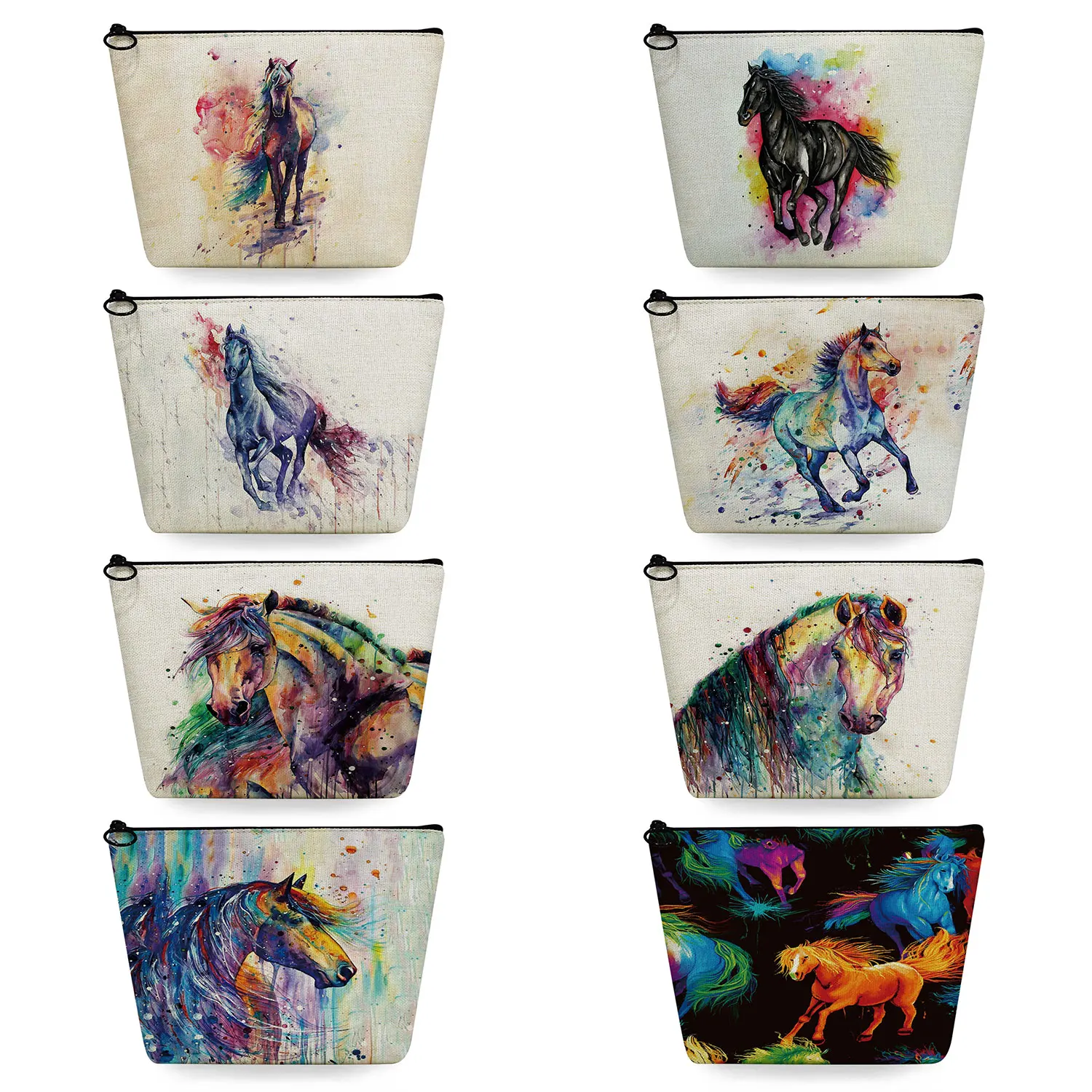 Pencil Cases Portable High Quality Makeup Bags Casual Travel Organizer Watercolor Horse Print Toiletry Bag Women's Cosmetic Bag
Pencil Cases Portable High Quality Makeup Bags Casual Travel Organizer Watercolor Horse Print Toiletry Bag Women's Cosmetic Bag