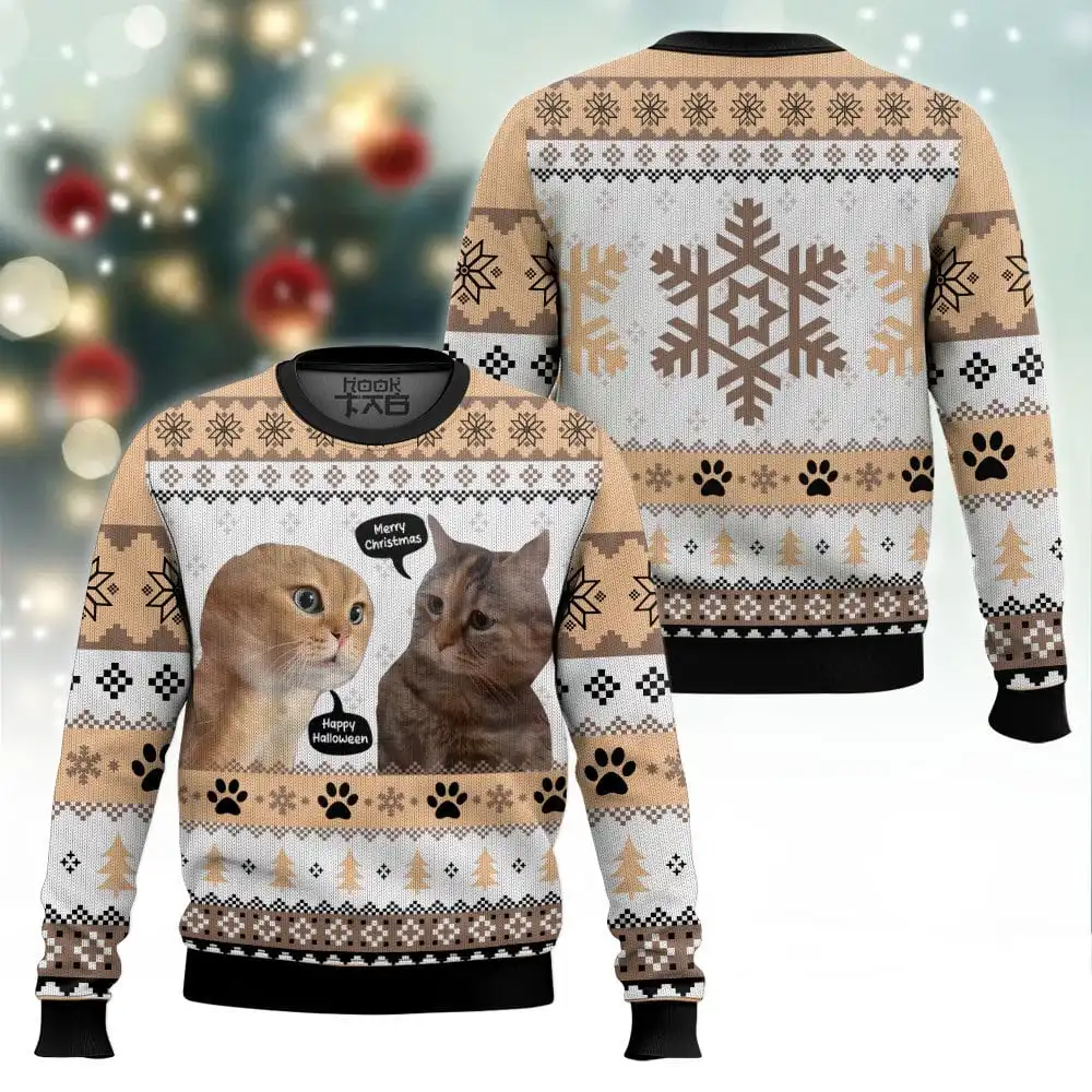 Two Cats Talking Meme Ugly Christmas Sweater Funny Holiday Party Pullover Plus Size Sweater for Men Women Xmas Gift 2026
Two Cats Talking Meme Ugly Christmas Sweater Funny Holiday Party Pullover Plus Size Sweater for Men Women Xmas Gift 2026